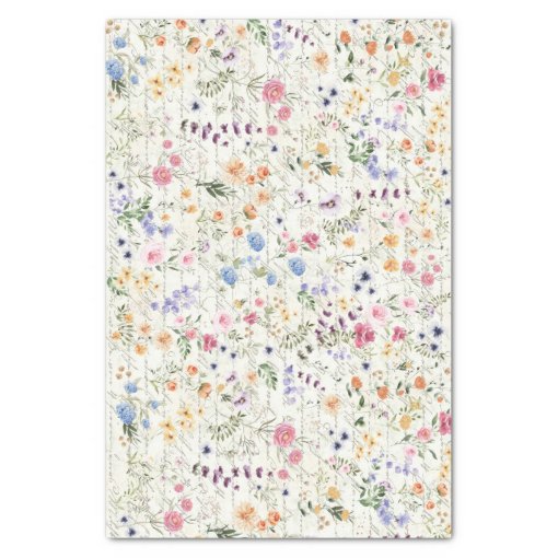 Spring Wildflower Handwriting Script Decoupage Tissue Paper | Zazzle