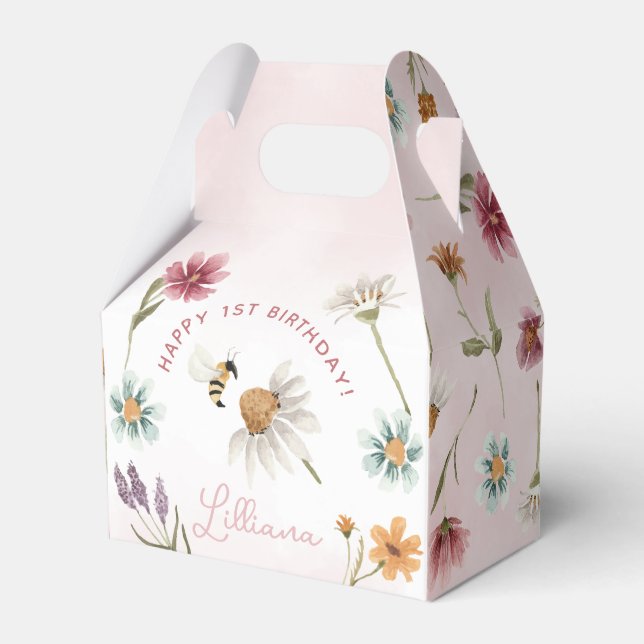 Spring Wildflower Happy Birthday Favor Box (Front Side)