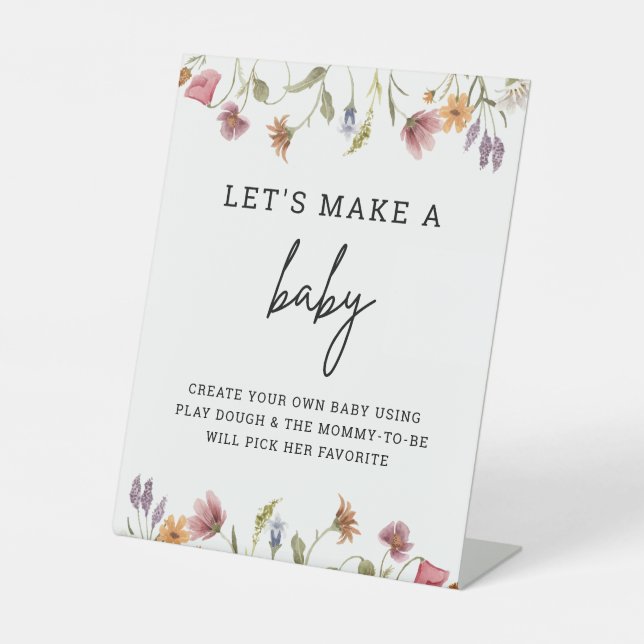 Spring Wildflower Let's Make A Baby Dough Game Pedestal Sign (Front)