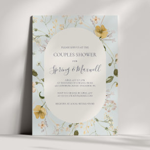 Spring Wildflower Light Blue Couples Shower Invitation