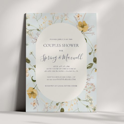 Spring Wildflower  Light Blue Couples Shower Invitation