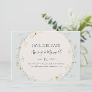 Spring Wildflower Light Blue Horizontal Save The Date