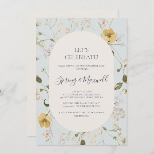 Spring Wildflower  Light Blue Lets Celebrate Inv Invitation