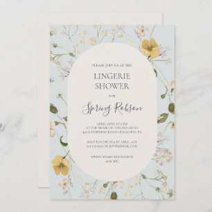 Spring Wildflower   Light Blue Lingerie Shower  Invitation