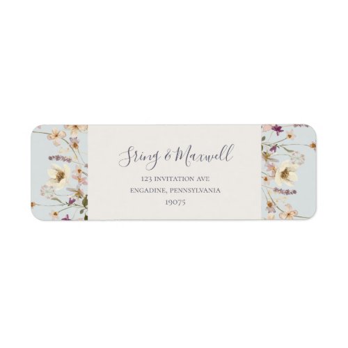 Spring Wildflower  Light Blue Return Address Label