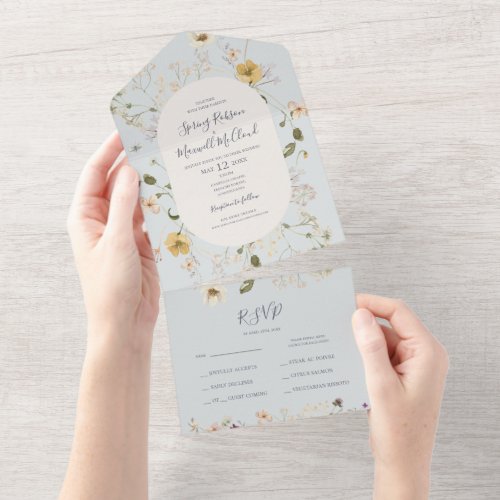 Spring Wildflower  Light Blue Seal And Send All In One Invitation