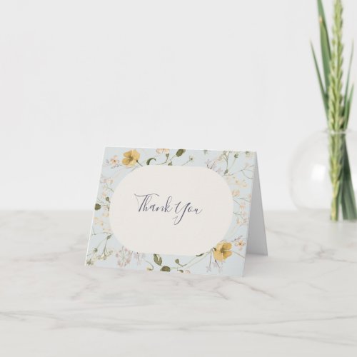 Spring Wildflower  Light Blue Thank You Card