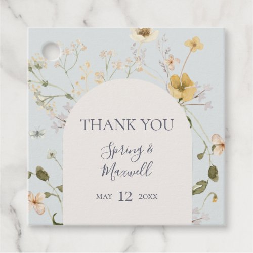 Spring Wildflower  Light Blue Thank You Favor Tags