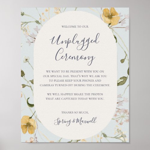 Spring Wildflower  Light blue Unplugged Ceremony Poster