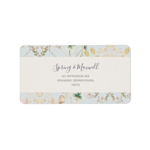 Spring Wildflower Light Blue Wedding RSVP Address Label