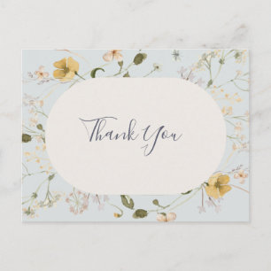 Spring Wildflower Light Blue Wedding Thank You Postcard