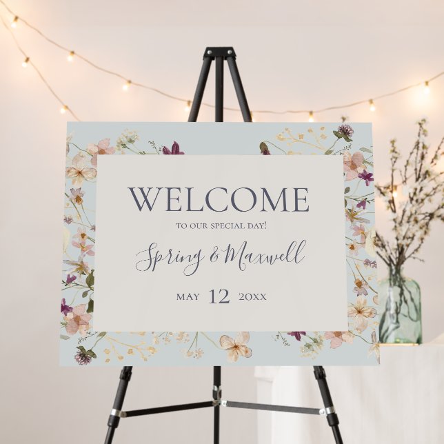 Spring Wildflower | Light Blue Welcome  Foam Board (In Situ (Stand))