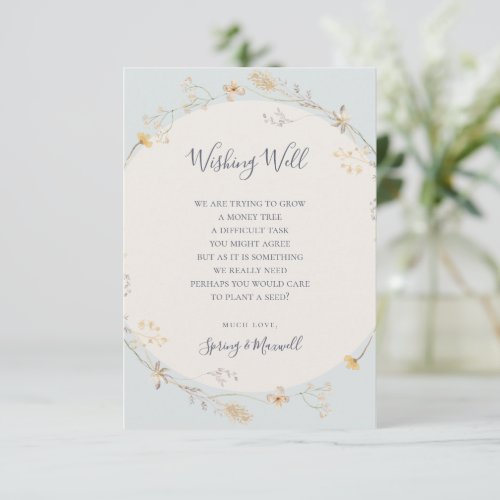 Spring Wildflower  Light Blue Wishing Well Card