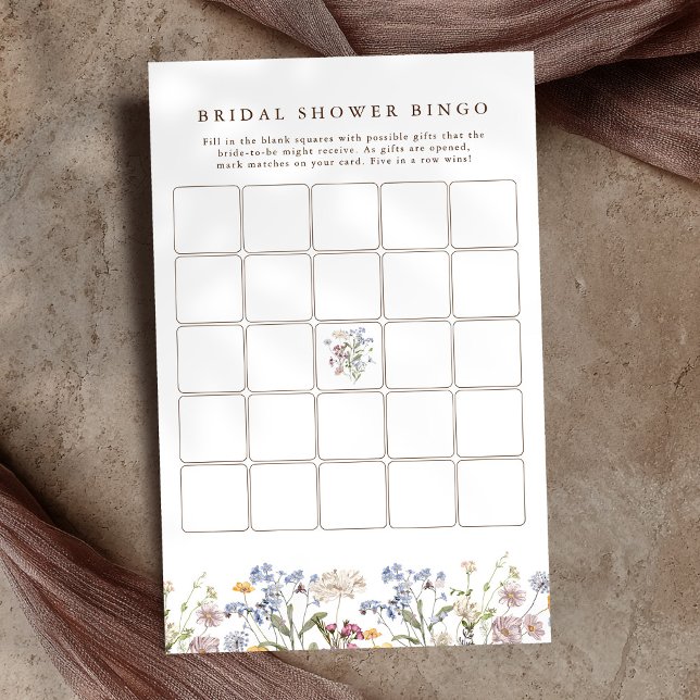 Spring Wildflower Meadow Bridal Shower Bingo (Spring Wildflower Meadow Bridal Shower Bingo game)