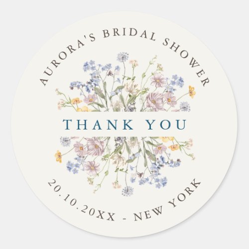 Spring Wildflower Meadow Bridal shower thank you Classic Round Sticker