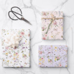 Spring Wildflower Meadow Fairytale Floral Garden Wrapping Paper Sheets<br><div class="desc">Beautiful wrapping paper sheets featuring soft pastel watercolor wildflowers in various shades of blush,  pink,  lavender,  yellow and green.</div>