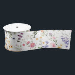 Spring Wildflower Meadow Flower Garden Greenery Satin Ribbon<br><div class="desc">Beautiful boho-inspired wrapping paper featuring cheerful watercolor wildflowers in various shades of blush,  pink,  lavender,  yellow,  blue and green.</div>