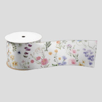 Spring Wildflower Meadow Flower Garden Greenery Satin Ribbon