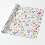 Spring Wildflower Meadow Flower Garden Greenery Wrapping Paper<br><div class="desc">Beautiful boho-inspired wrapping paper featuring cheerful watercolor wildflowers in various shades of blush,  pink,  lavender,  yellow,  blue and green.</div>