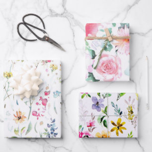 Spring Wildflower Meadow Flower Garden Greenery  Wrapping Paper Sheets