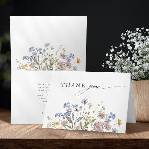 Spring Wildflower Meadow Garden Bridal Shower Letterpress Thank You Card