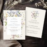 Spring Wildflower Meadow Garden Details Wedding   Invitation<br><div class="desc">Capture the beauty of nature on your special day with our exquisite wildflower watercolor wedding invitations. Elegant, unique, and blooming with love. Use the text fields to personalize the card with your own wording and details. If you want to change the font style, color or text placement, simply click the...</div>