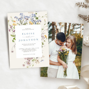 Spring Wildflower Meadow Garden Photo Wedding Invitation