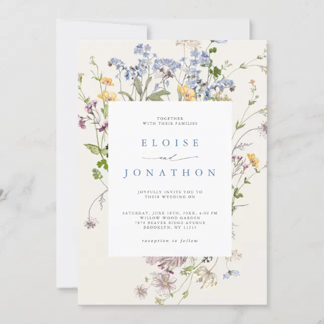 Spring Wildflower Meadow Garden QR Code Wedding Invitation | Zazzle