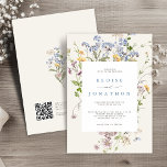 Spring Wildflower Meadow Garden QR Code Wedding   Invitation<br><div class="desc">Capture the beauty of nature on your special day with our exquisite wildflower watercolor wedding invitations. Elegant, unique, and blooming with love. Use the text fields to personalize the card with your own wording and details. If you want to change the font style, color or text placement, simply click the...</div>