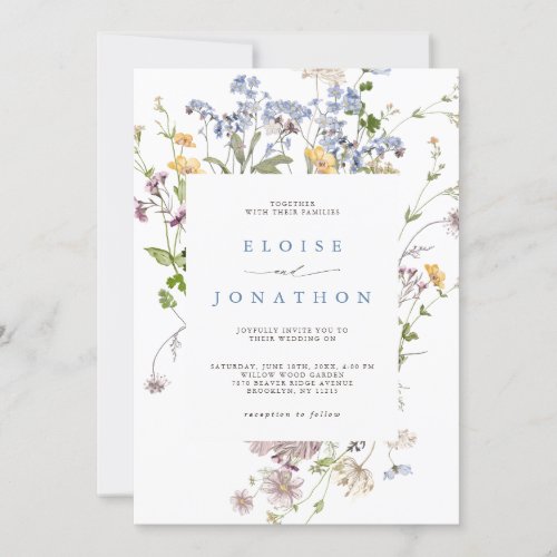 Spring Wildflower Meadow Garden QR code Wedding   Invitation