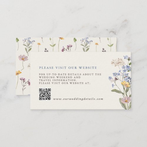 Spring Wildflower Meadow Garden Wedding Details QR Enclosure Card