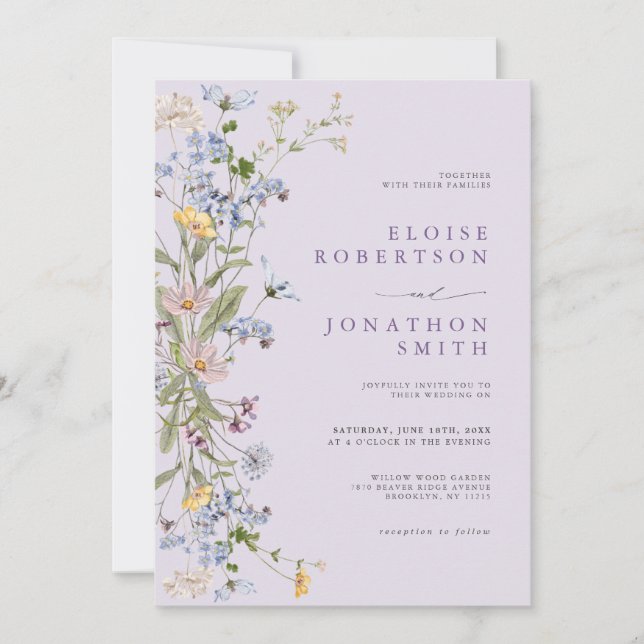 Spring Wildflower Meadow Garden Wedding   Invitation (Front)