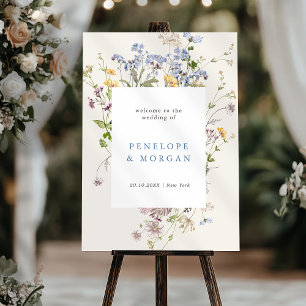 Spring Wildflower Meadow Garden Wedding Welcome Foam Board