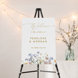 Spring Wildflower Meadow Gold Chic Wedding Welcome Foam Board