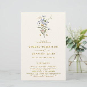 Spring Wildflower Meadow Gold Wedding Program