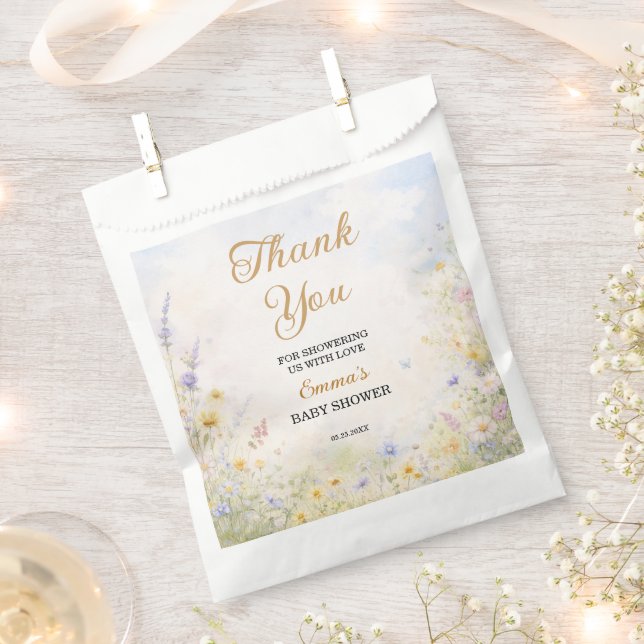 Spring Wildflower Meadow Pastel Garden Floral Favor Bag (Clipped)