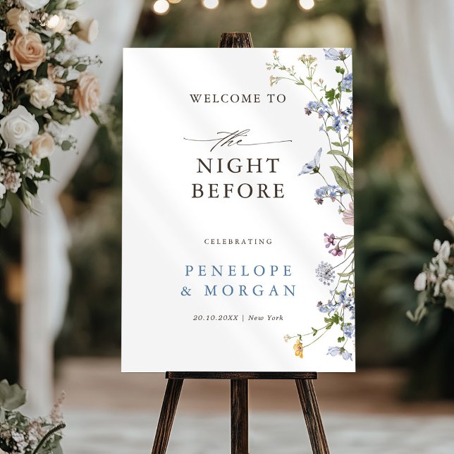 Spring Wildflower Meadow Rehearsal Dinner Welcome  Foam Board (Spring Wildflower Meadow the night before wedding Rehearsal Dinner Welcome Foam Board)