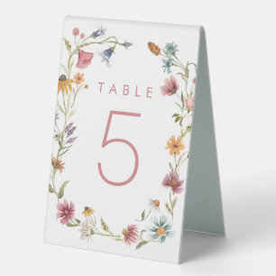 Spring Wildflower Party Floral Table Numbers Table Tent
