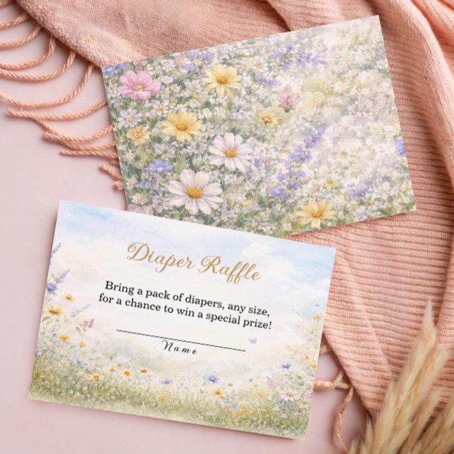 Spring Wildflower Pastel Floral Diaper Raffle Enclosure Card (Creator Uploaded)