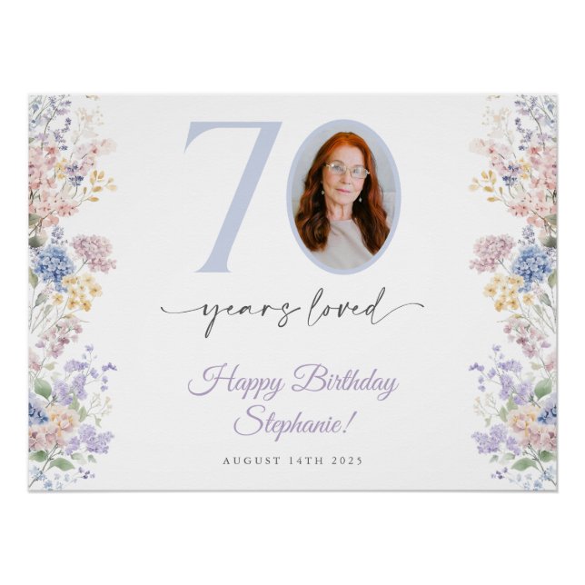 Spring Wildflower Photo 70th Birthday Welcome Sign (Front)