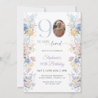 Spring Wildflower Photo 90th Birthday Invitation