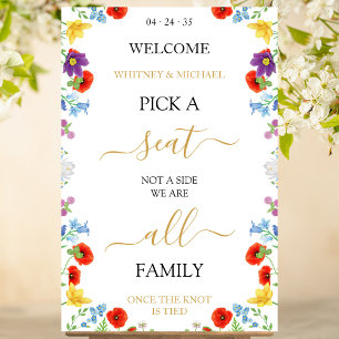 Spring Wildflower Pick A Seat Personalized Wedding Poster
