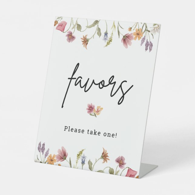 Spring Wildflower Please Take One Favors Pedestal Sign (Front)
