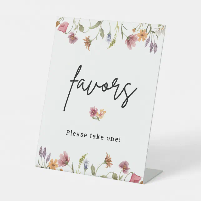 Spring Take One Spring Wildflower Please Take One Favors Pedestal Sign | Zazzle