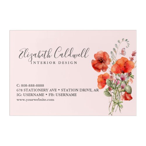 Spring Wildflower Poppy Floral Business Signage Acrylic Print