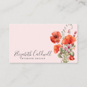 Spring Wildflower Poppy Floral Personalized Business Card