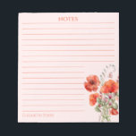 Spring Wildflower Poppy Floral Personalized Notepad<br><div class="desc">Elevate your note-taking experience with our exquisite Wildflower Red Poppy Flower Personalized Pink Notepad. Crafted with stunning watercolor artistry, this notepad features a captivating design that can be customized with your name or the names of your loved ones. Perfect for personal use or as a thoughtful gift, these personalized notepads...</div>