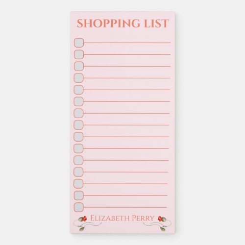 Spring Wildflower Poppy Floral Shopping List Magnetic Notepad