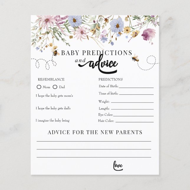 Spring Wildflower | Predictions Advice Bee Shower  (Front)