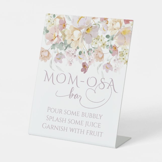 Spring Wildflower Purple Girl Baby Shower bar Pedestal Sign (Front)
